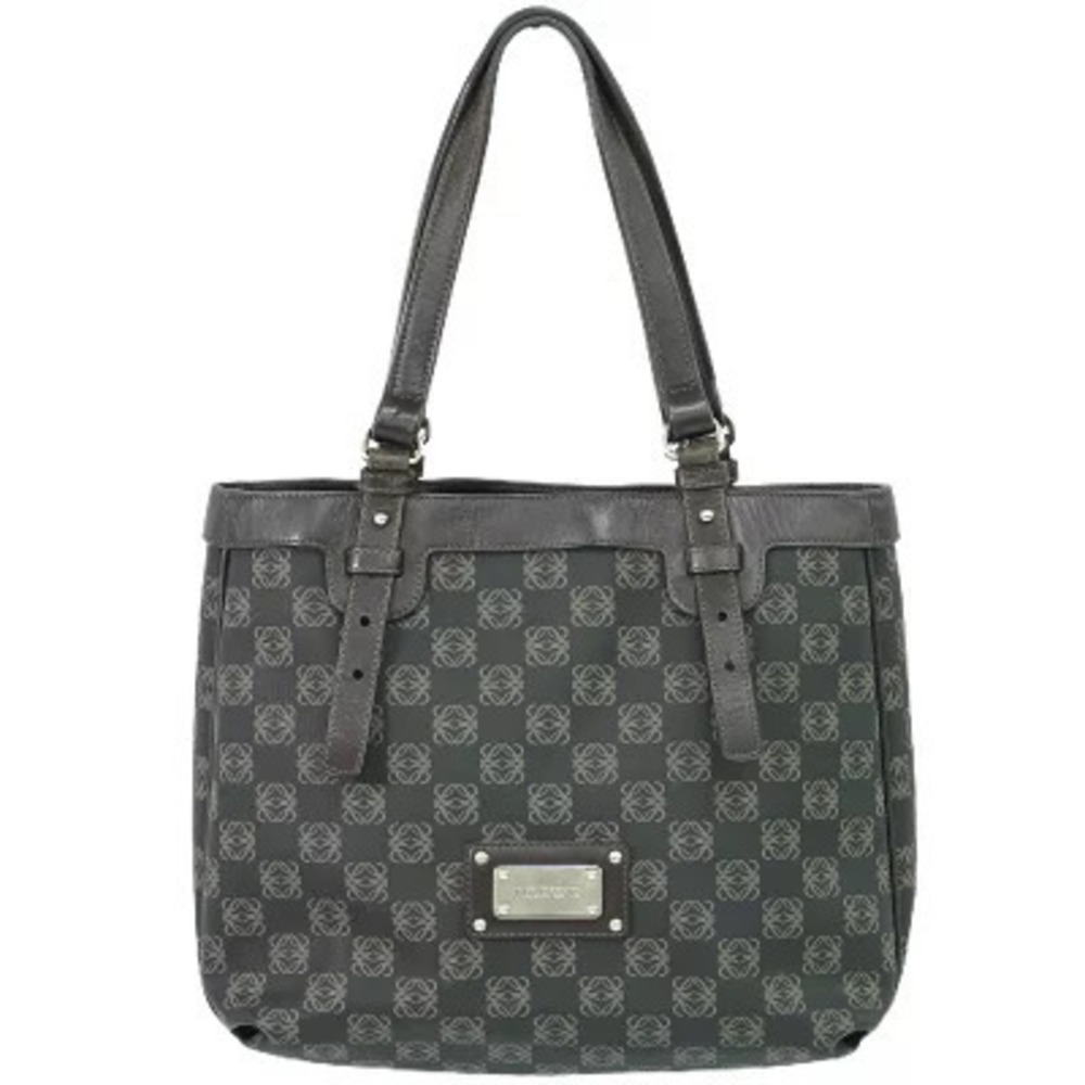 Loewe Anagram Shoulder Tote Bag Leather Black Brown